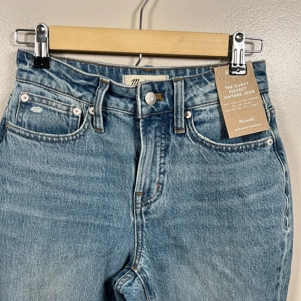 Madewell Curvy Perfect Vintage Jean Size 25 Petite Liland Light Wash Distressed - Picture 5 of 13